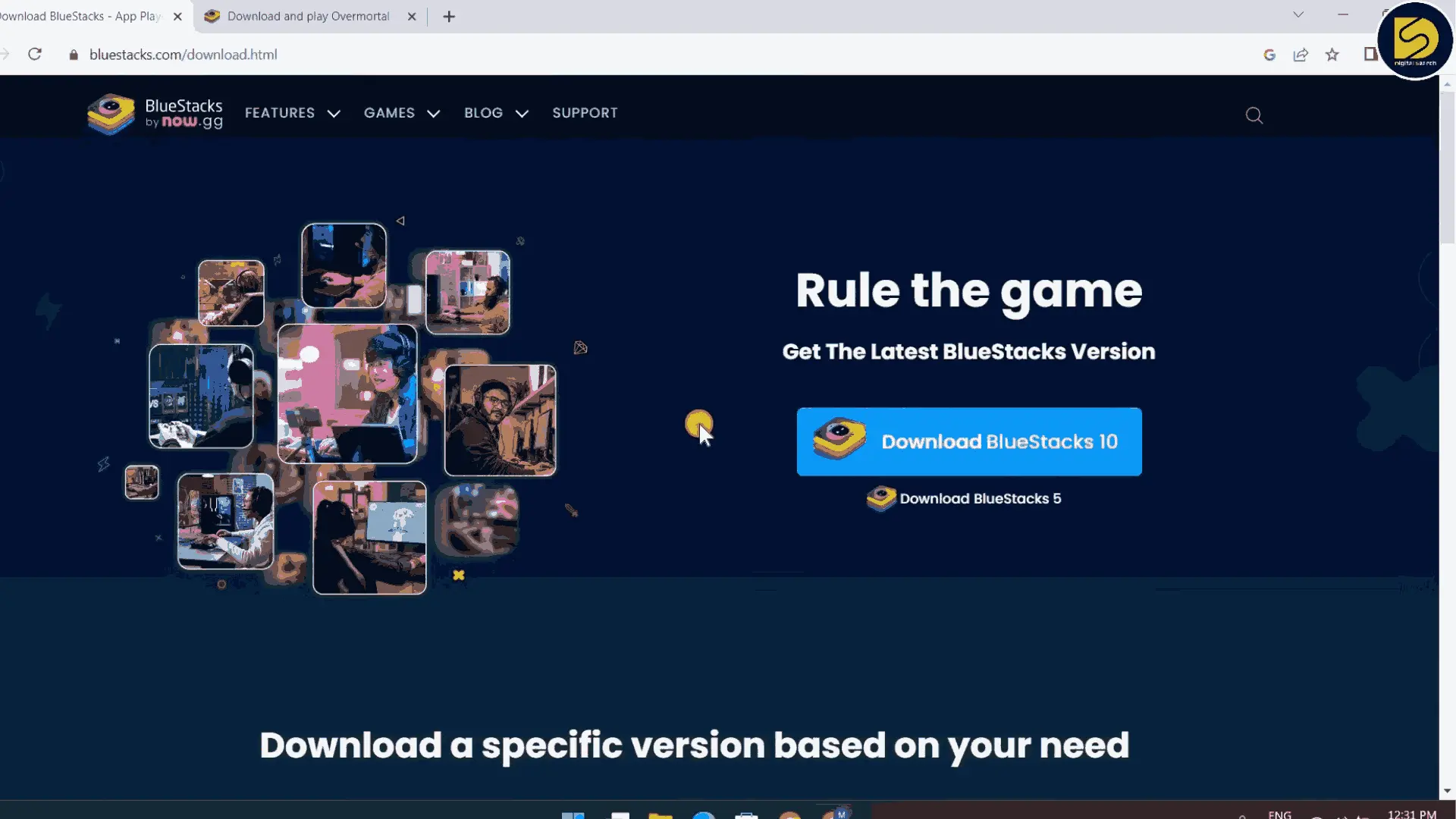 Then click on Download BlueStacks button to start downloading